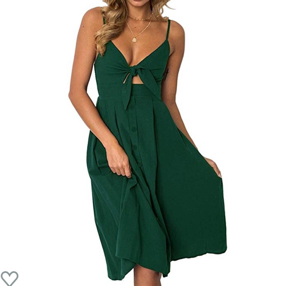 Forest green mid-length dress